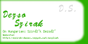 dezso szirak business card